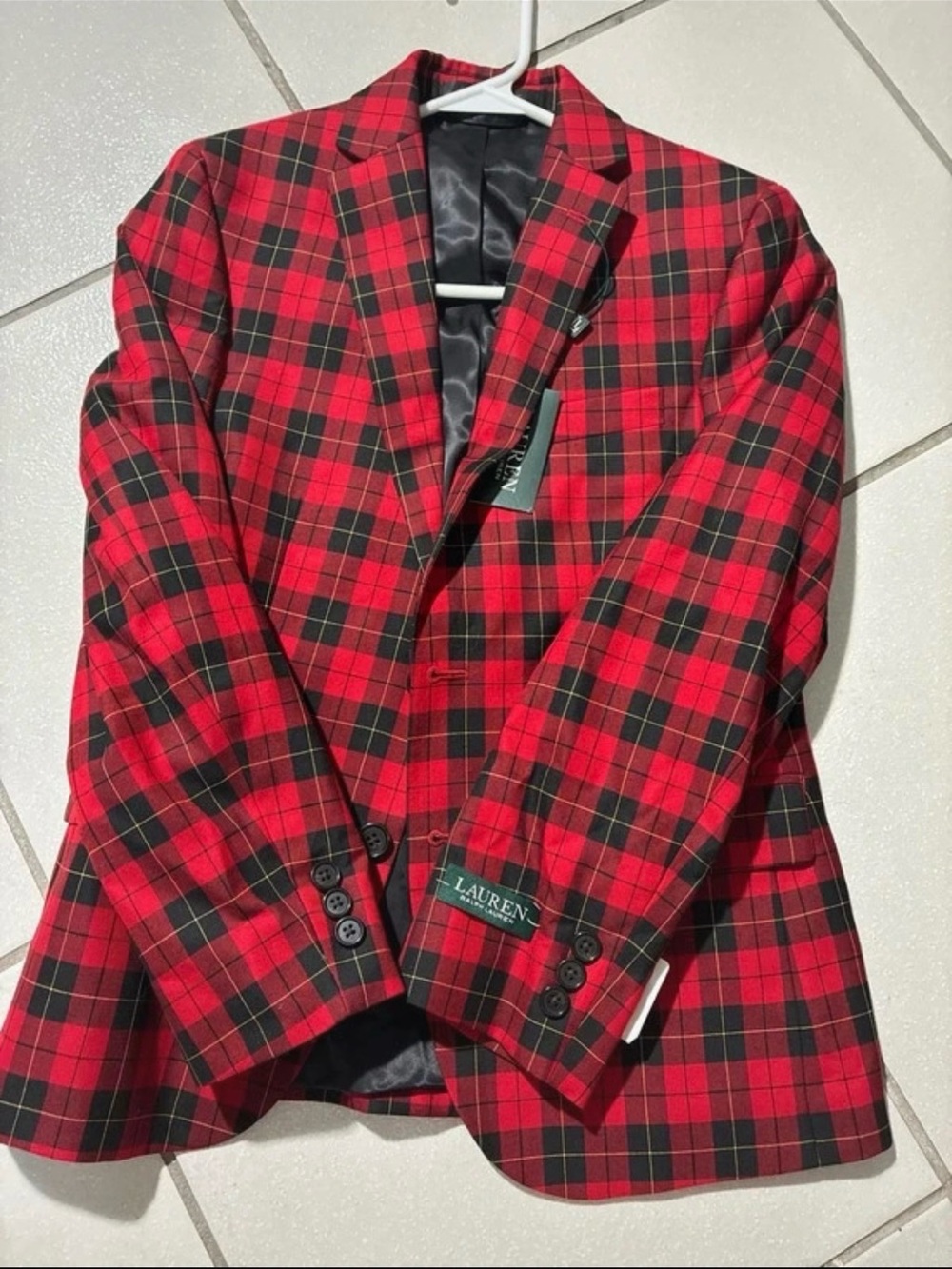 Ralph Lauren Red and Black Plaid Blazer